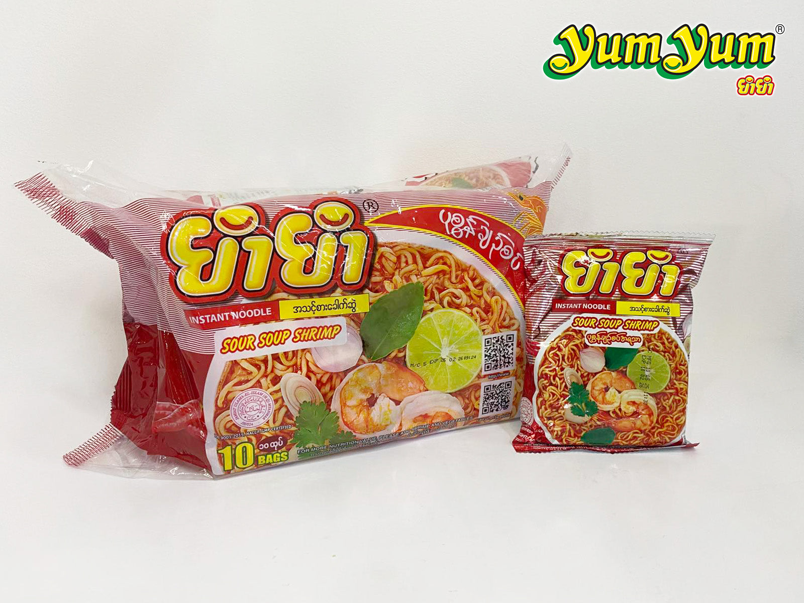 YumYum - Sour Soup Shrimp Flavor Instant Noodle Soup (60g) x 10 Bags