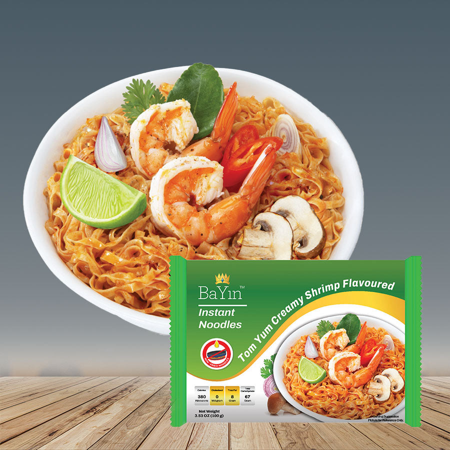 BaYin - Tom Yum Creamy Shrimp Flavored Instant Noodle (100g) Dry (5 Bags)