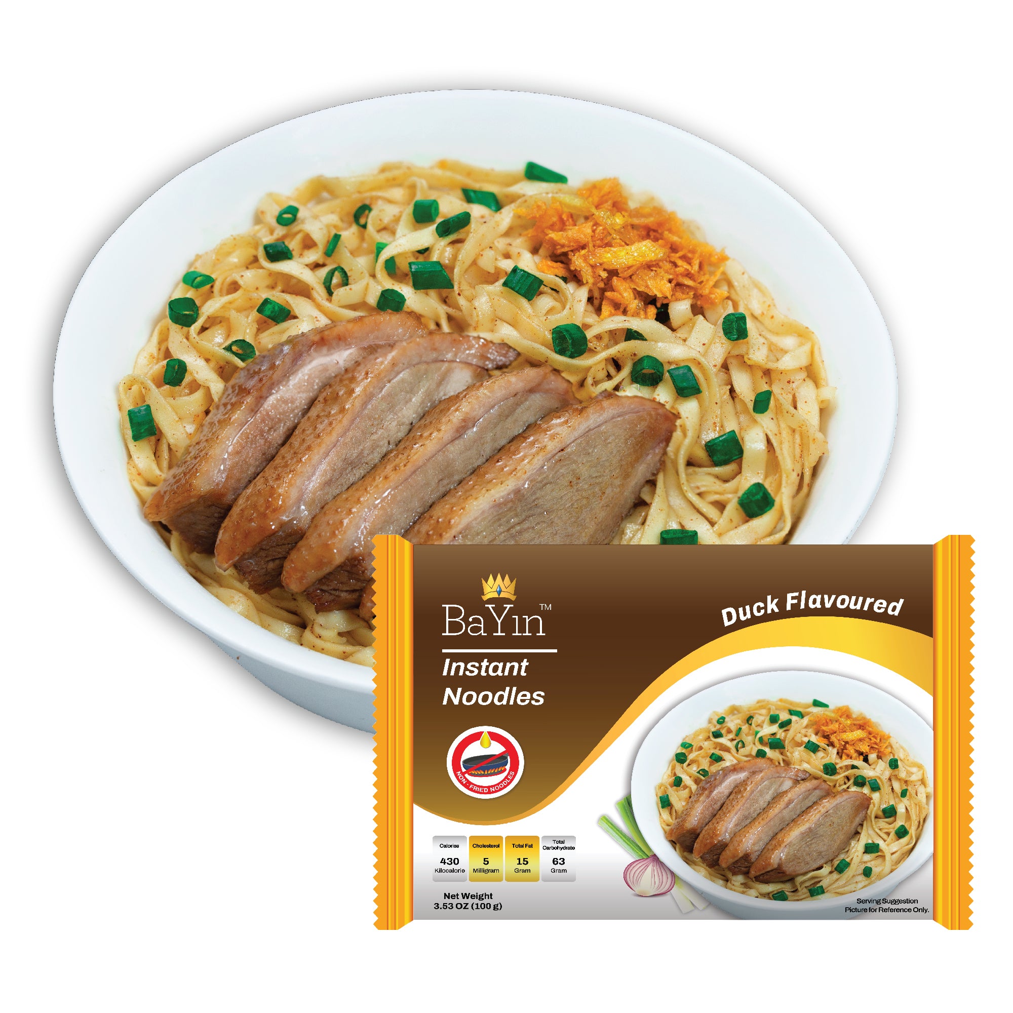 BaYin - Duck Flavored Instant Noodle (100g) Dry (5 Bags)