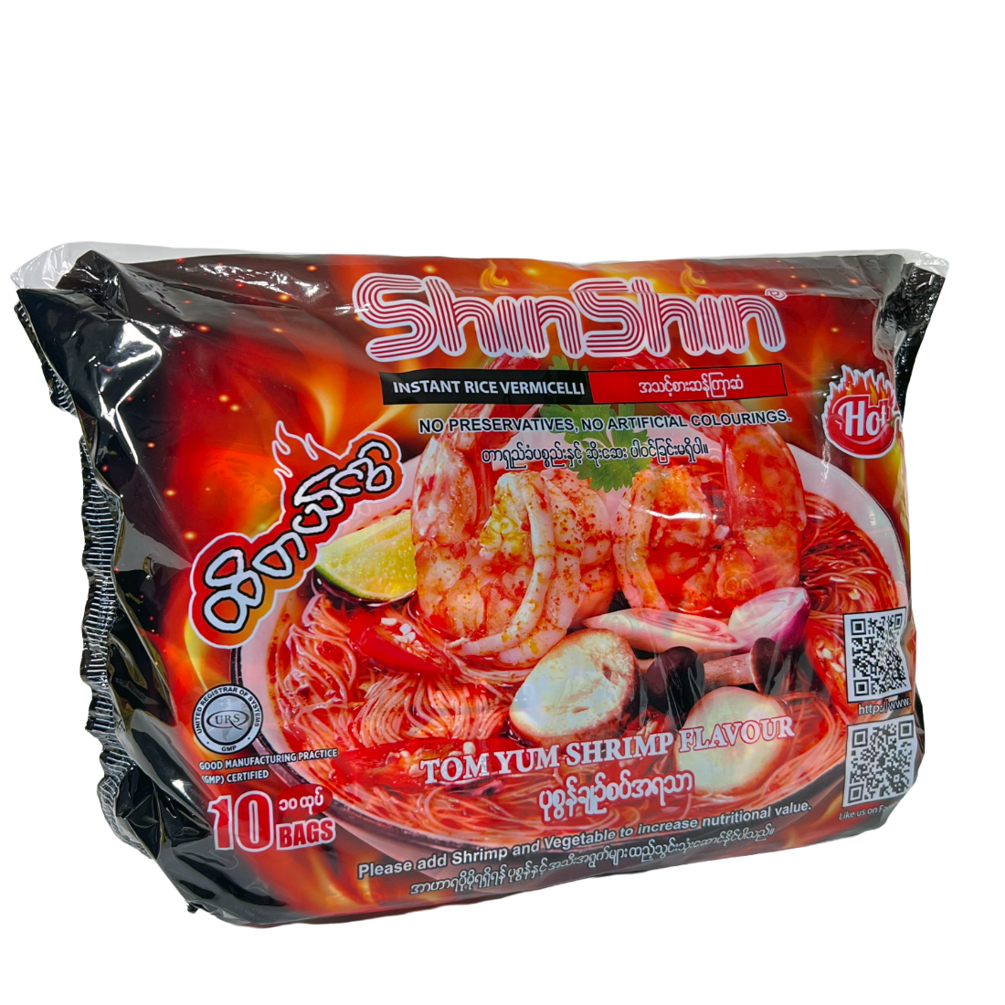 Shin Shin - Tom Yum Shrimp Flavor Instant Rice Vermicelli Soup (60g) x 10 Bags SPICY